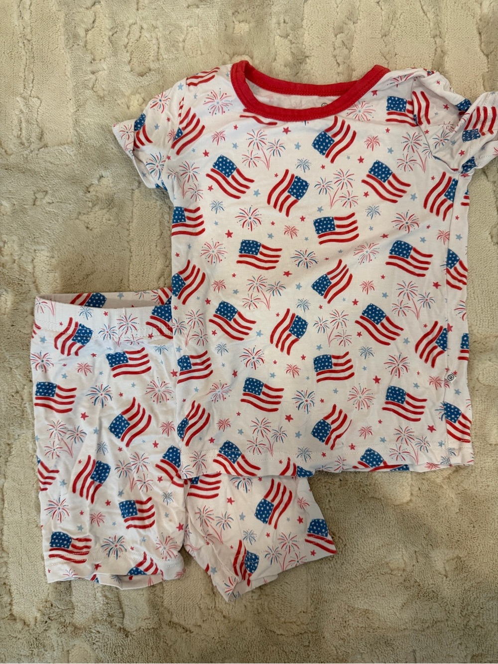Caden Lane Red, White & Blue Flag Short Pajama Set
